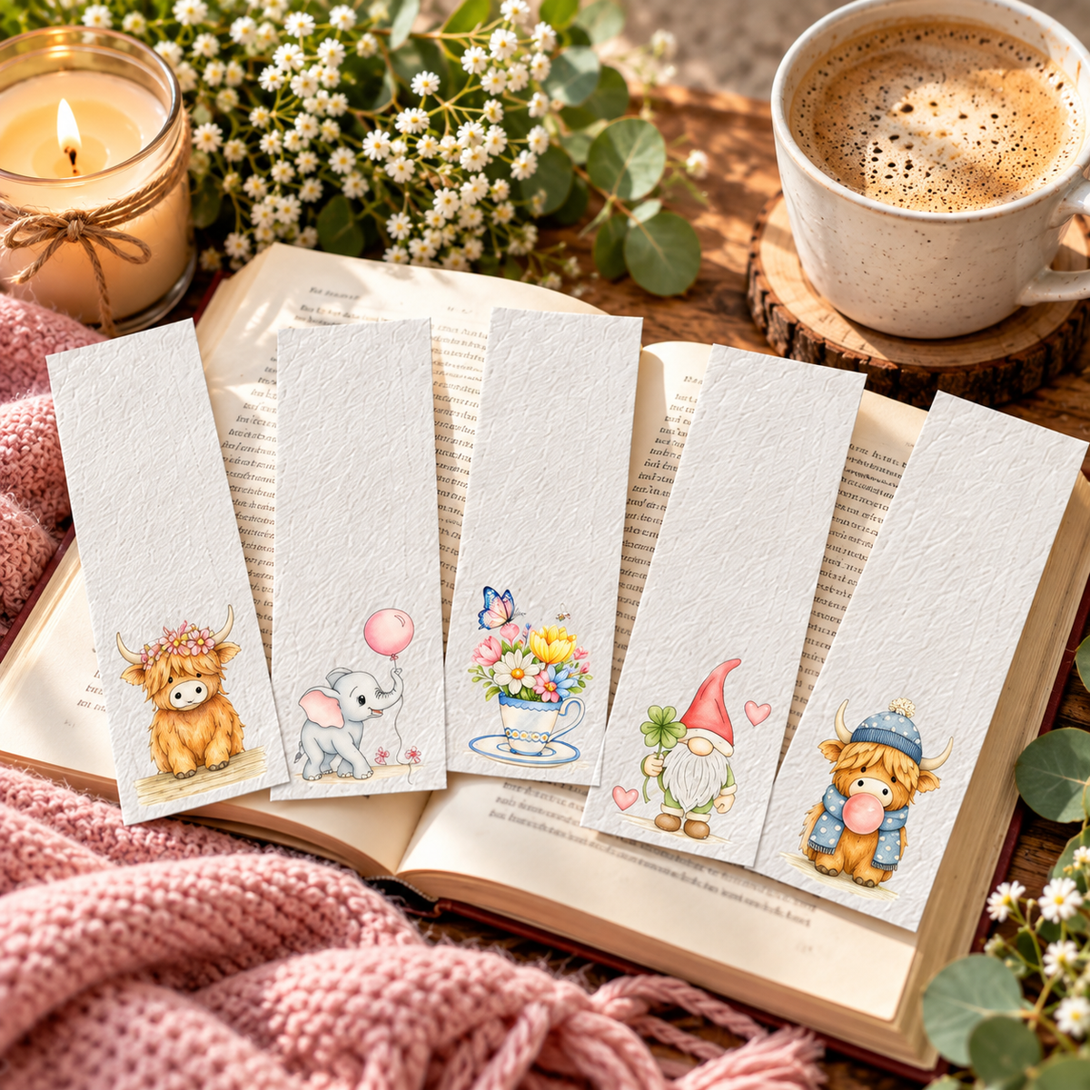 Bookmarks collection hero — Whimsy Gram watercolor bookmark set