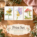 Flutter & Sip 3-Design Paint-Your-Own Watercolor Print Set | Bug Garden Grove | 5x7