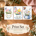 Tea Garden 3-Design Paint-Your-Own Watercolor Print Set | Floral Daydreams | 5x7
