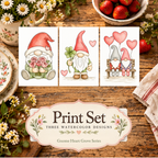 Clover & Rose Hideaway 3-Design Paint-Your-Own Watercolor Print Set | Gnome Heart Grove | 5x7