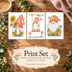 Sunshine Blossom Haven 3-Design Paint-Your-Own Watercolor Print Set | Gnome Heart Grove | 4x6