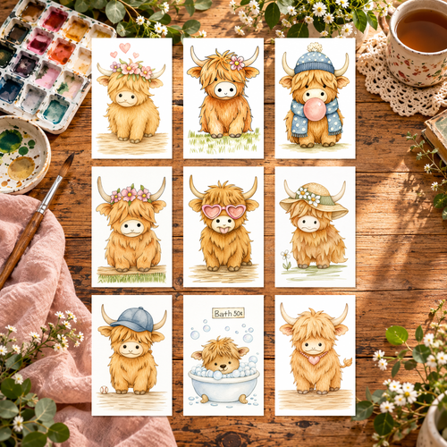 Highland Heart Haven Complete Paint-Your-Own Watercolor Print Collection | 4x6