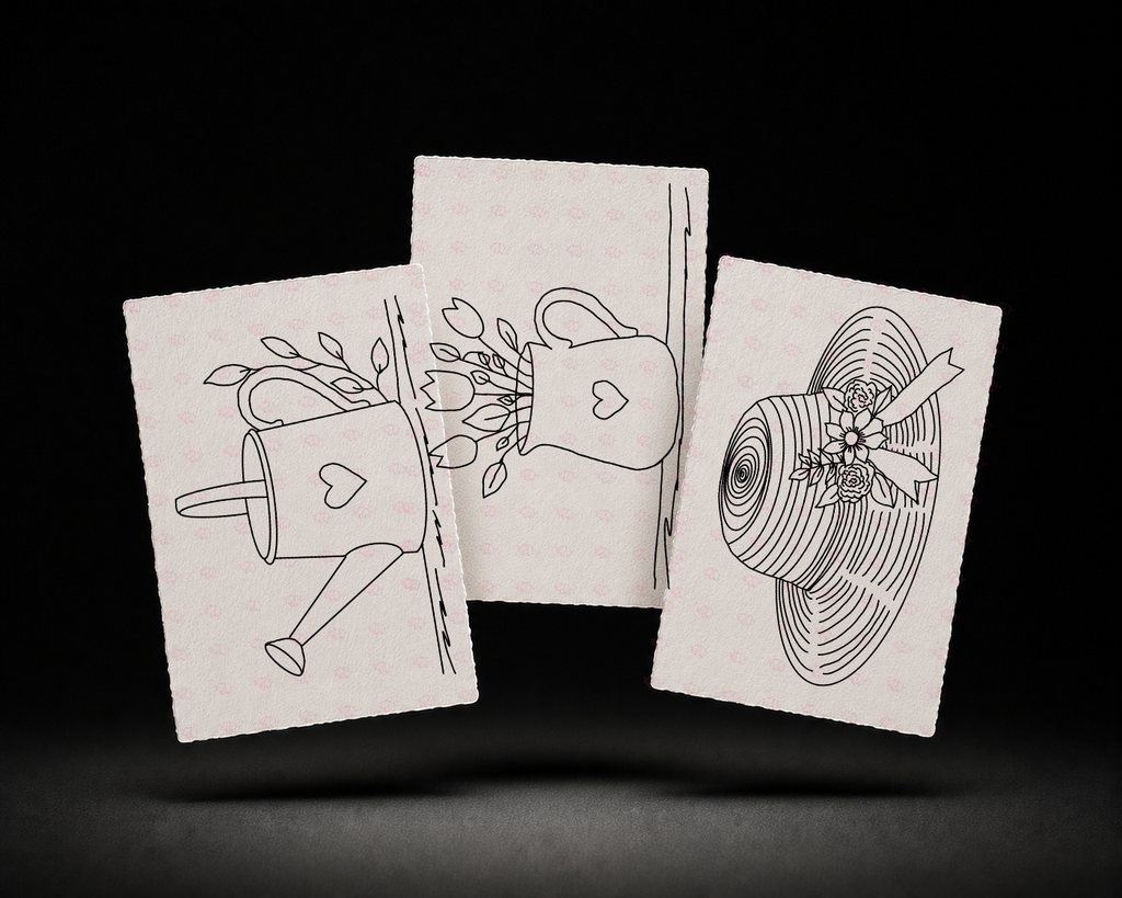 Line art preview of Garden Boots in Bloom, Her Favorite Garden Hat and Watering Love