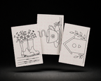 Line art preview of Tulips to Carry Home, A Home for Bluebirds and Lantern at Dusk