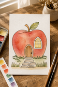 Apple Blossom Cottage Paint-Your-Own Watercolor Print | Places To Live