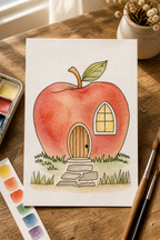 Apple Blossom Cottage Paint-Your-Own Watercolor Print | Places To Live