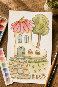 Daisy Boot Hollow Paint-Your-Own Watercolor Print | Places To Live