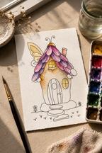 Luna Wing Cottage Paint-Your-Own Watercolor Print | Places To Live