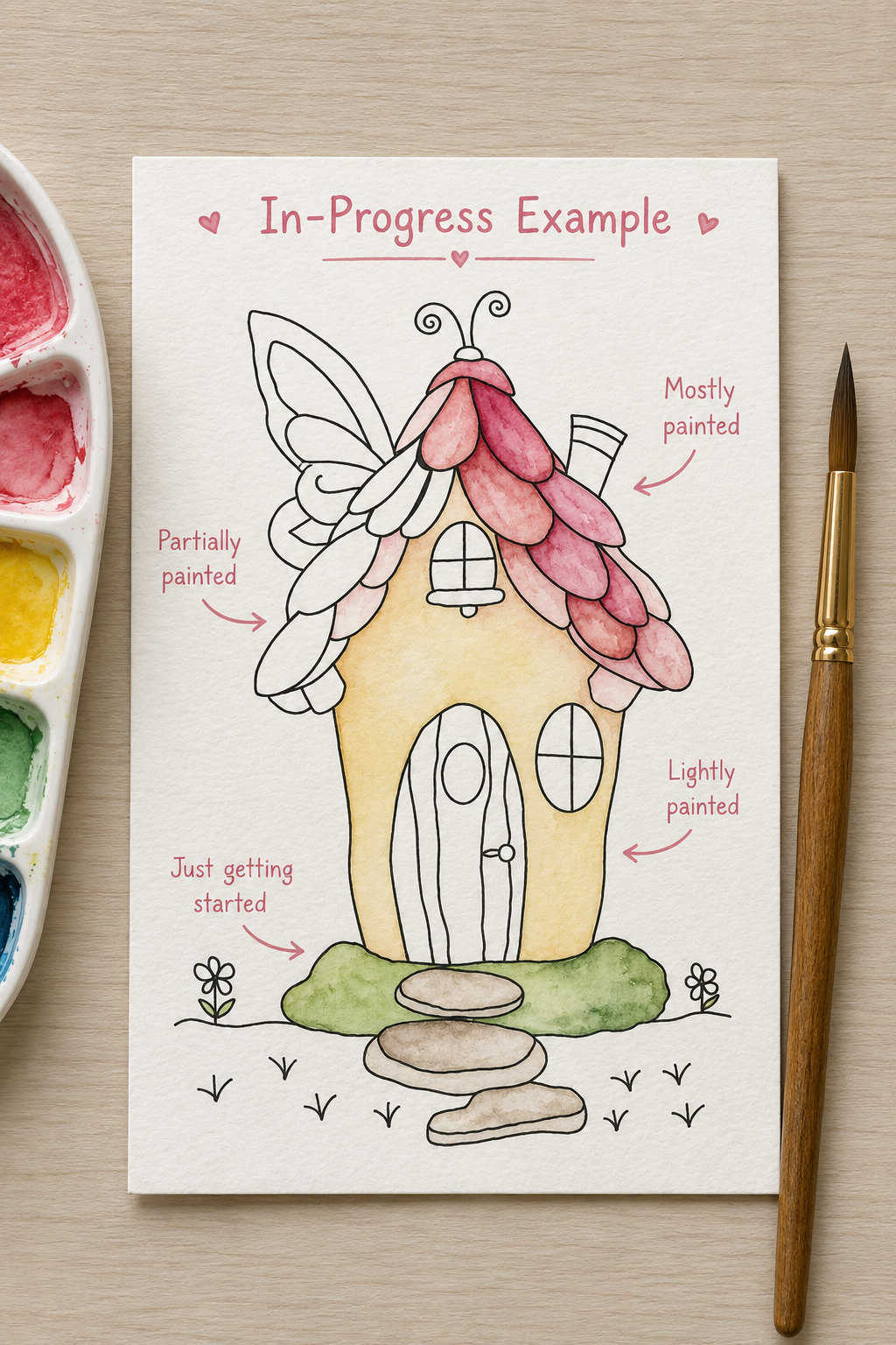 Luna Wing Cottage Paint-Your-Own Watercolor Print | Places To Live