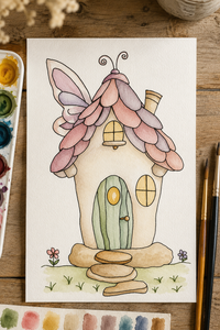 Luna Wing Cottage Paint-Your-Own Watercolor Print | Places To Live