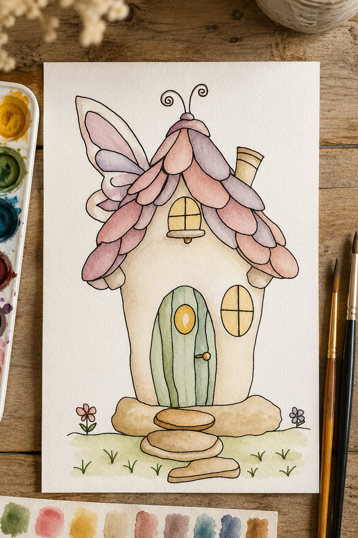 Luna Wing Cottage Paint-Your-Own Watercolor Print | Places To Live