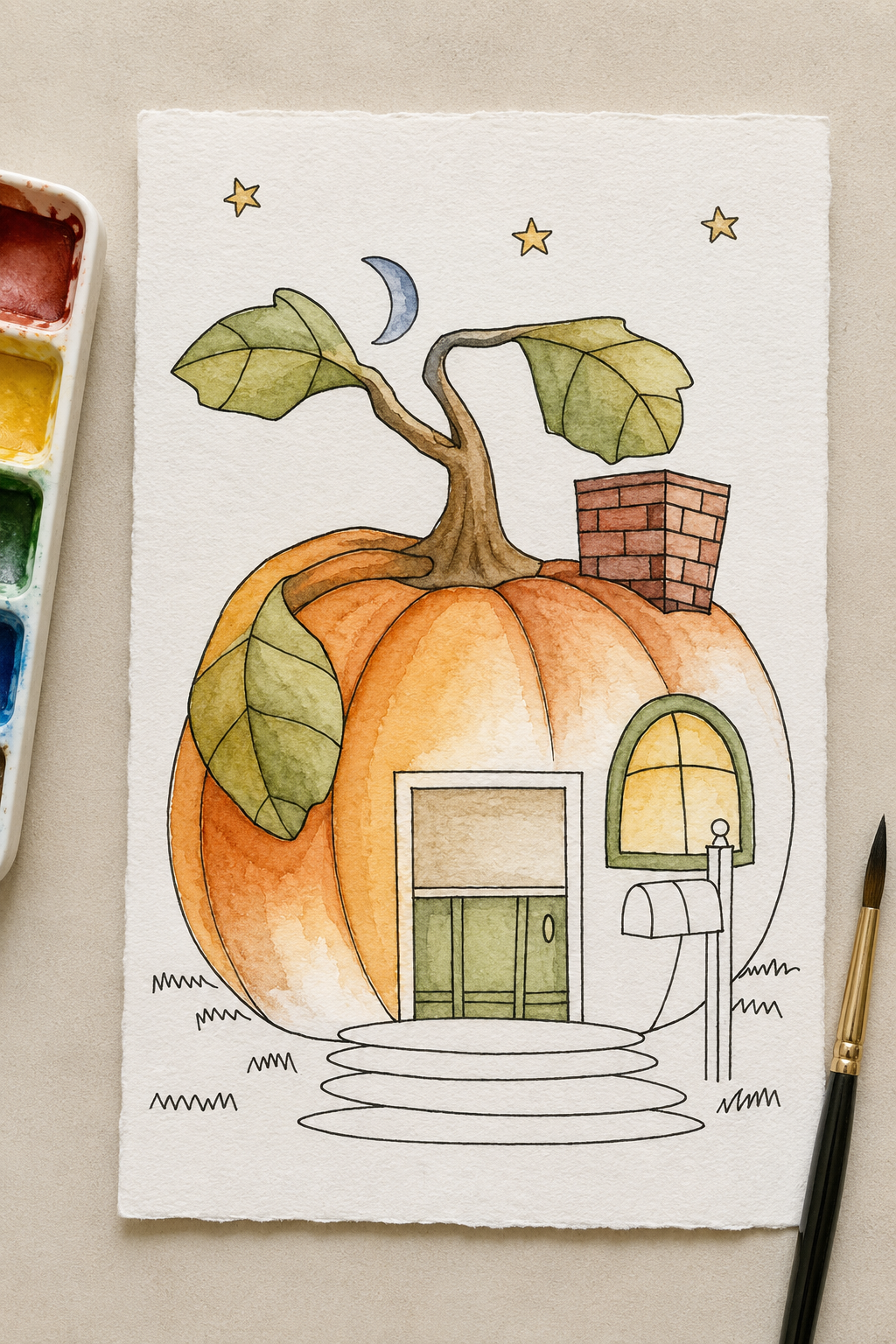 Harvest Moon Hollow Paint-Your-Own Watercolor Print | Places To Live