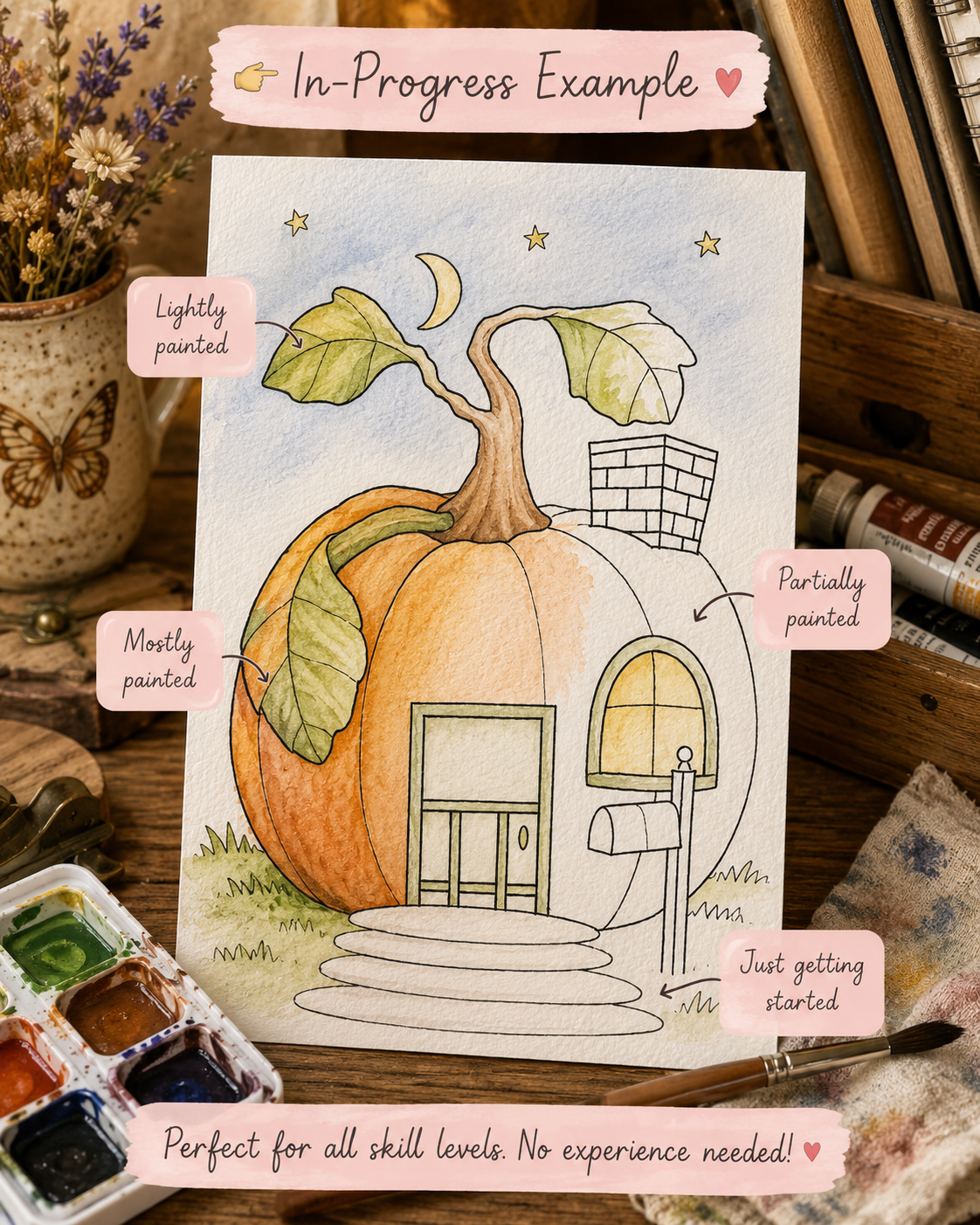 Harvest Moon Hollow Paint-Your-Own Watercolor Print | Places To Live