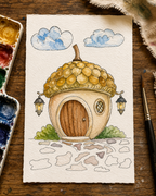 Acorn Nest Hollow Paint-Your-Own Watercolor Print | Places To Live