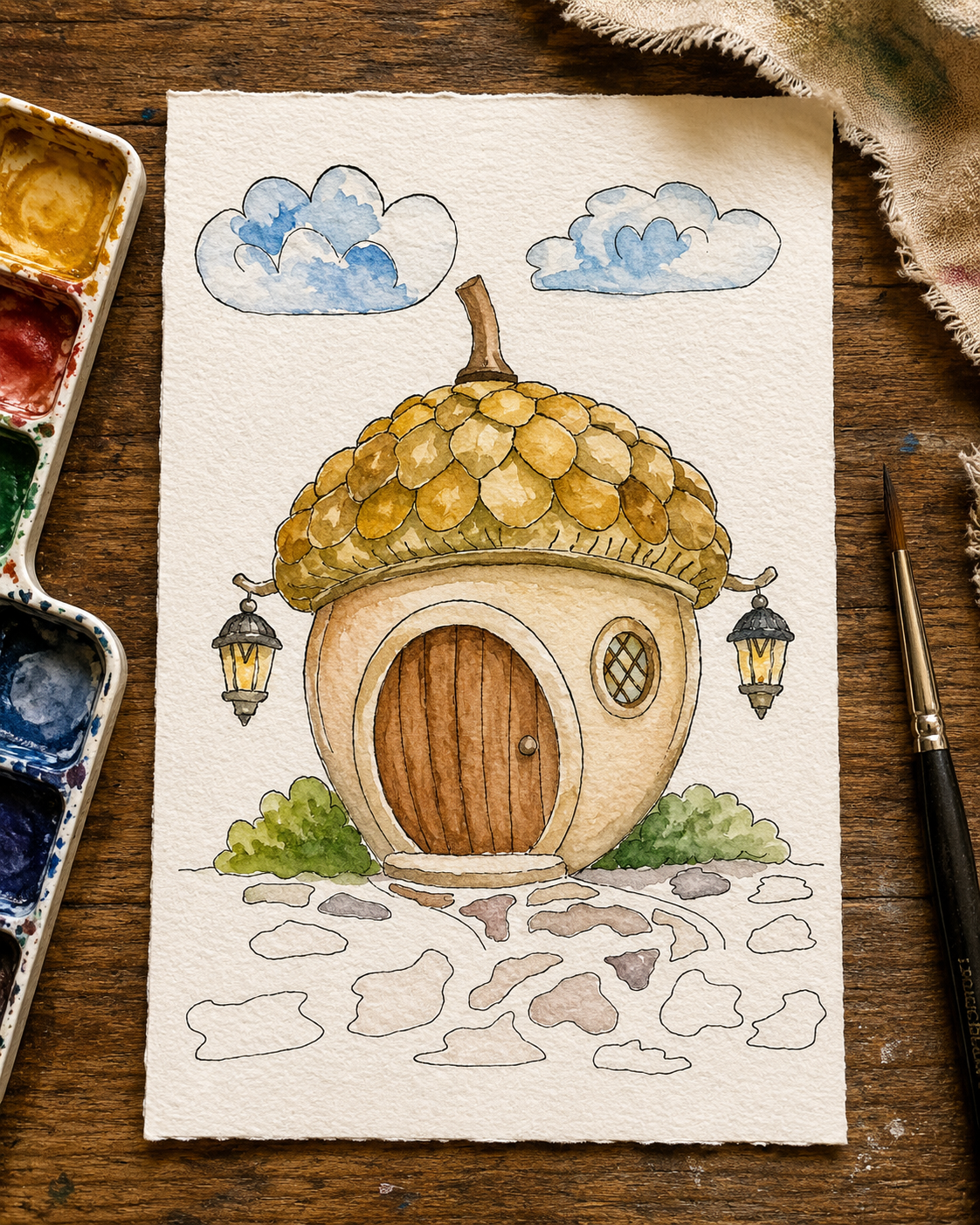 Acorn Nest Hollow Paint-Your-Own Watercolor Print | Places To Live
