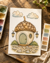 Acorn Nest Hollow Paint-Your-Own Watercolor Print | Places To Live