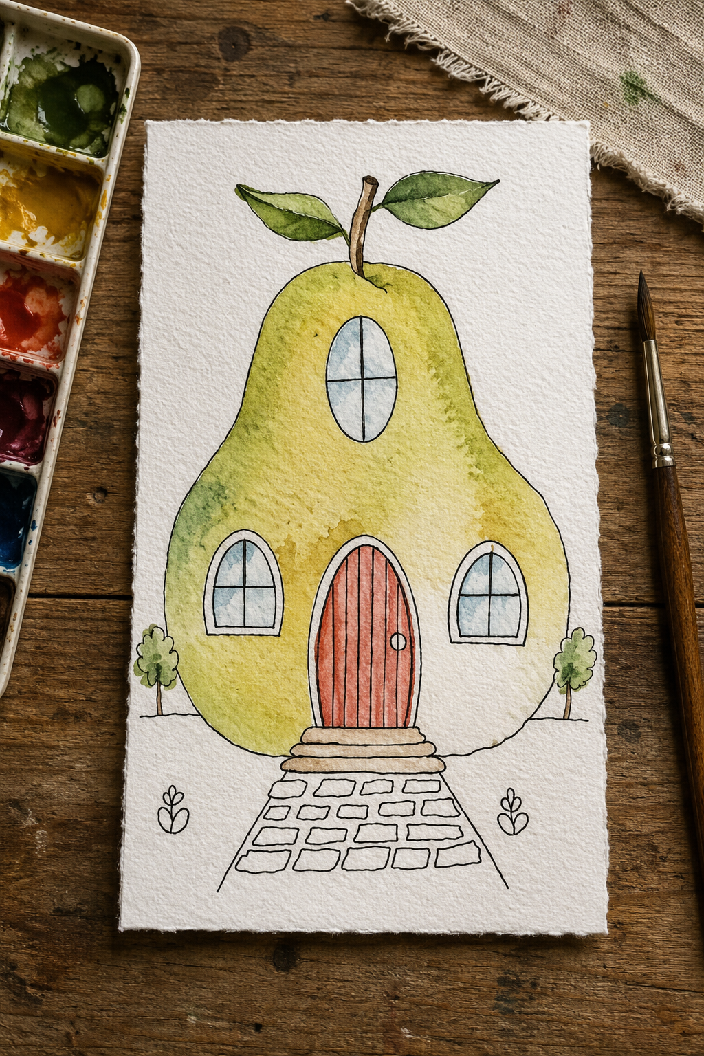 Pear Patch Cottage Paint-Your-Own Watercolor Print | Places To Live