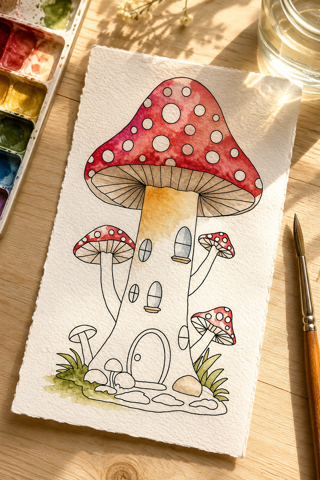 Toadstool Lantern Hollow Paint-Your-Own Watercolor Print | Places To Live