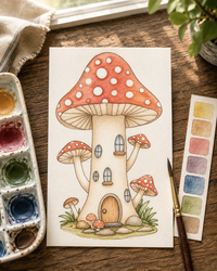 Toadstool Lantern Hollow Paint-Your-Own Watercolor Print | Places To Live