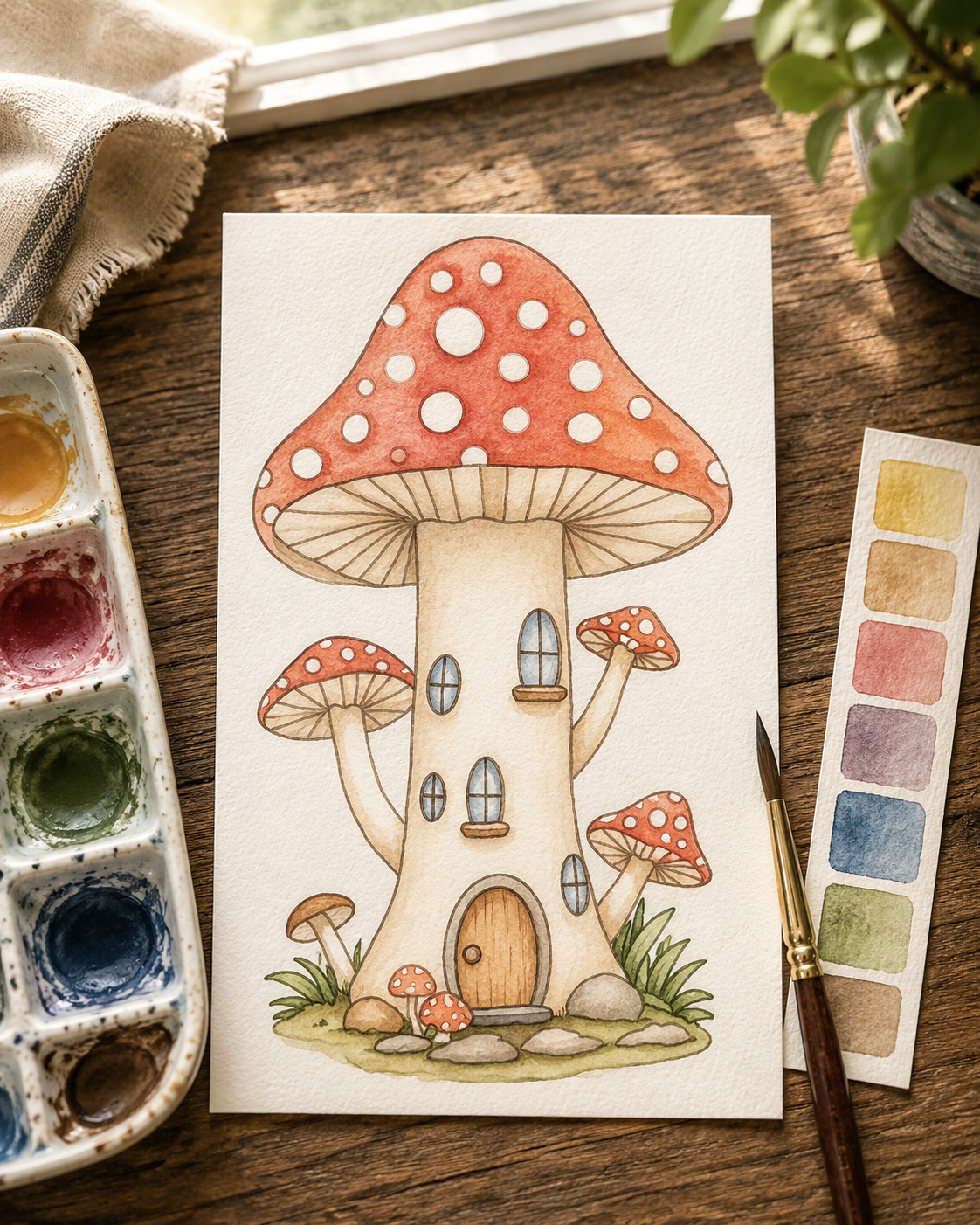 Toadstool Lantern Hollow Paint-Your-Own Watercolor Print | Places To Live