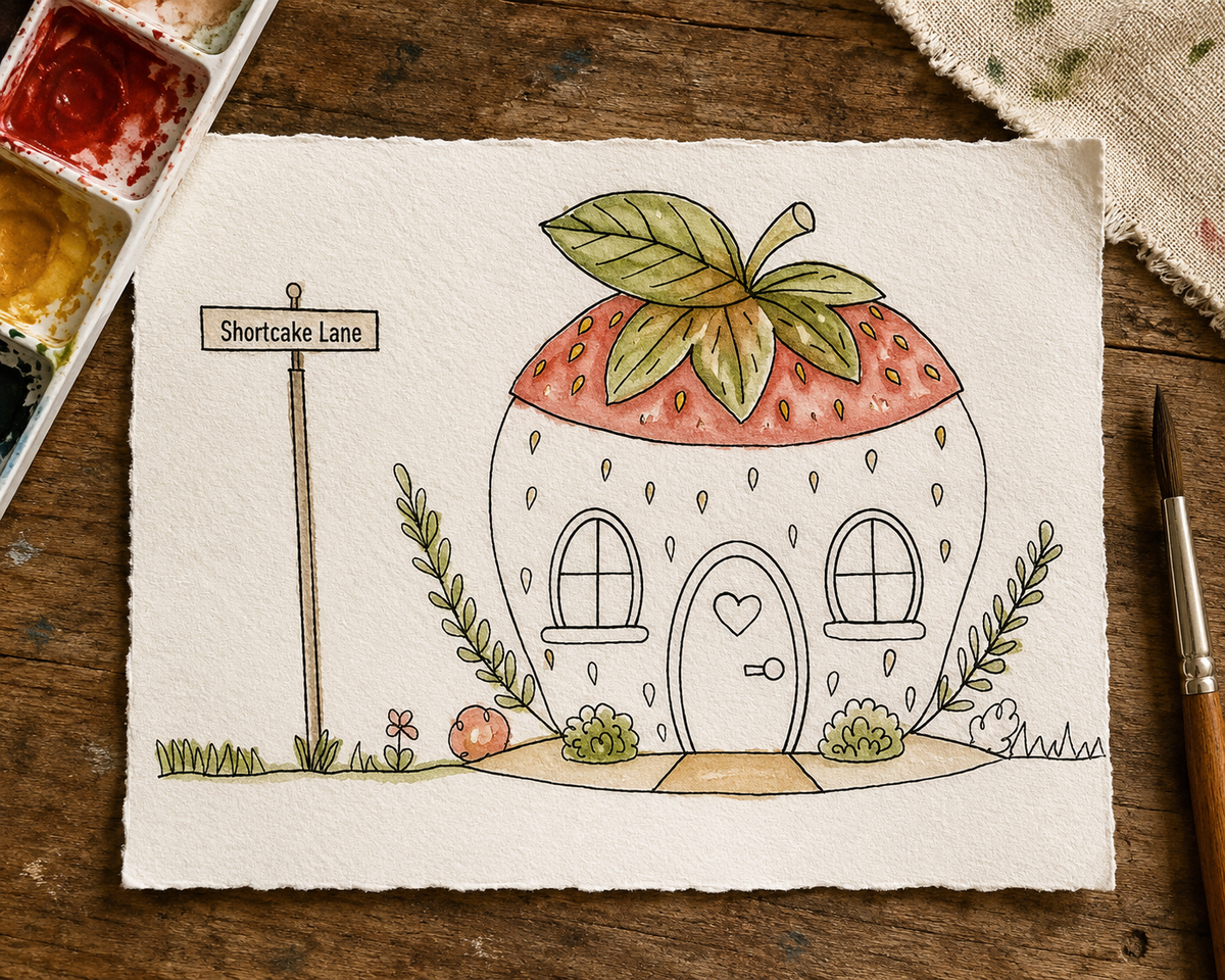 Strawberry Lane Cottage Paint-Your-Own Watercolor Print | Places To Live
