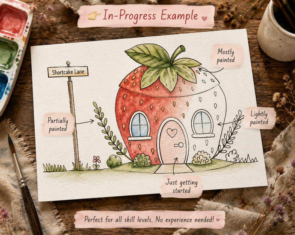 Strawberry Lane Cottage Paint-Your-Own Watercolor Print | Places To Live