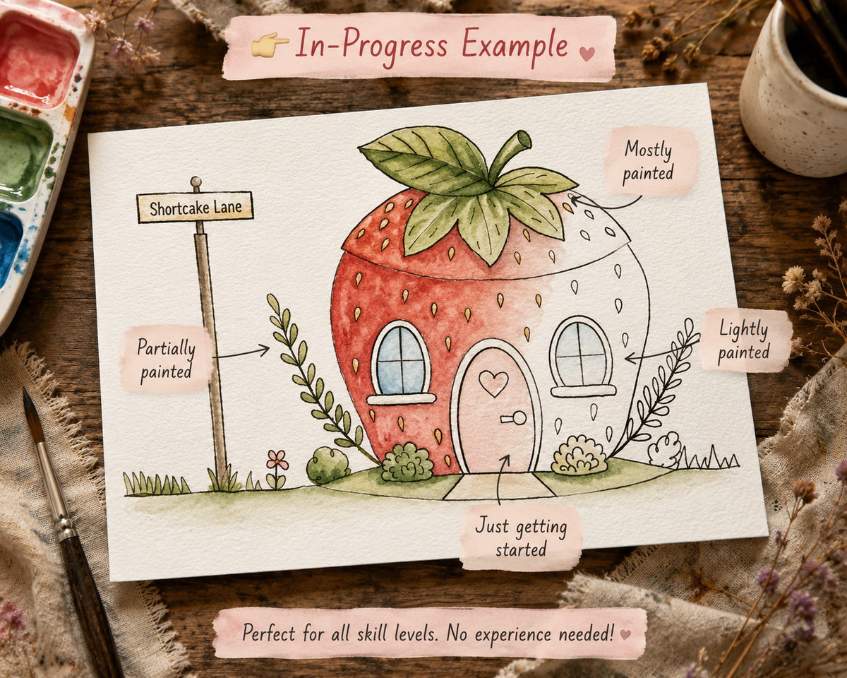 Strawberry Lane Cottage Paint-Your-Own Watercolor Print | Places To Live