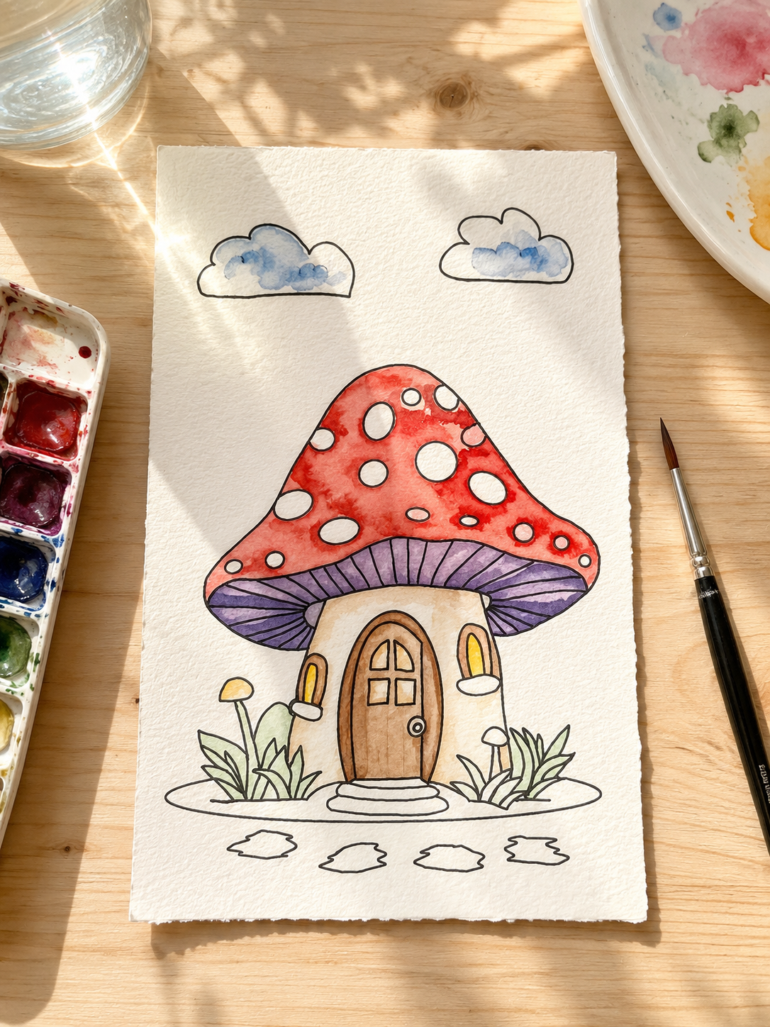 Pebblecap Cottage Paint-Your-Own Watercolor Print | Places To Live