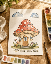 Pebblecap Cottage Paint-Your-Own Watercolor Print | Places To Live
