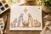 Gathered at the Manger Paint-Your-Own Watercolor Print | Christmas Promise