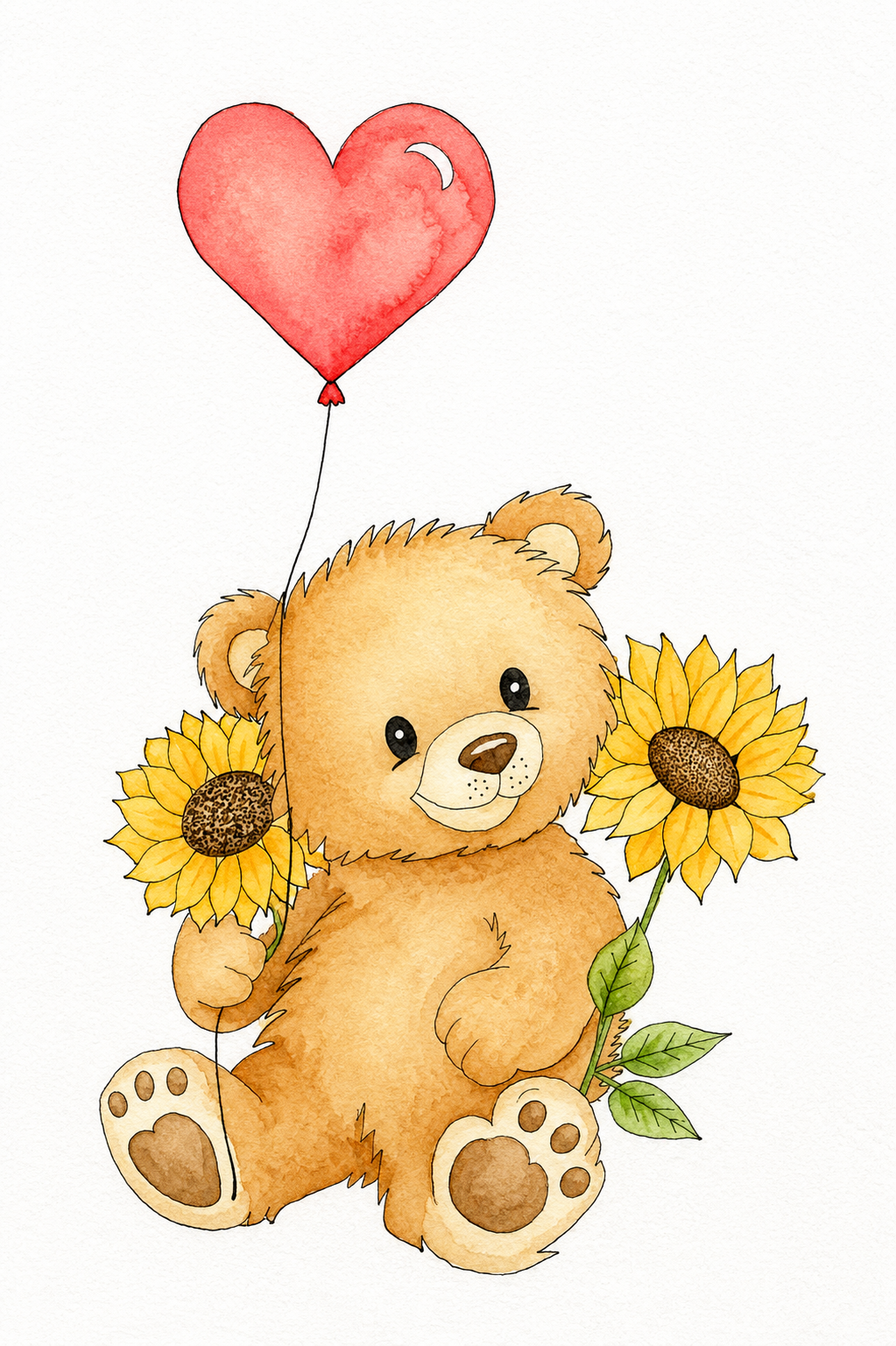 Sunny Blossom Bear watercolor artwork example for color inspiration