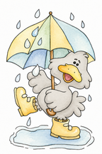 Rainy Boots Duckling watercolor artwork example for color inspiration