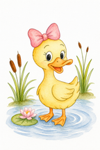 Lily Pond Duckling watercolor artwork example for color inspiration