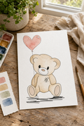 Heart Balloon Bear watercolor print lifestyle scene