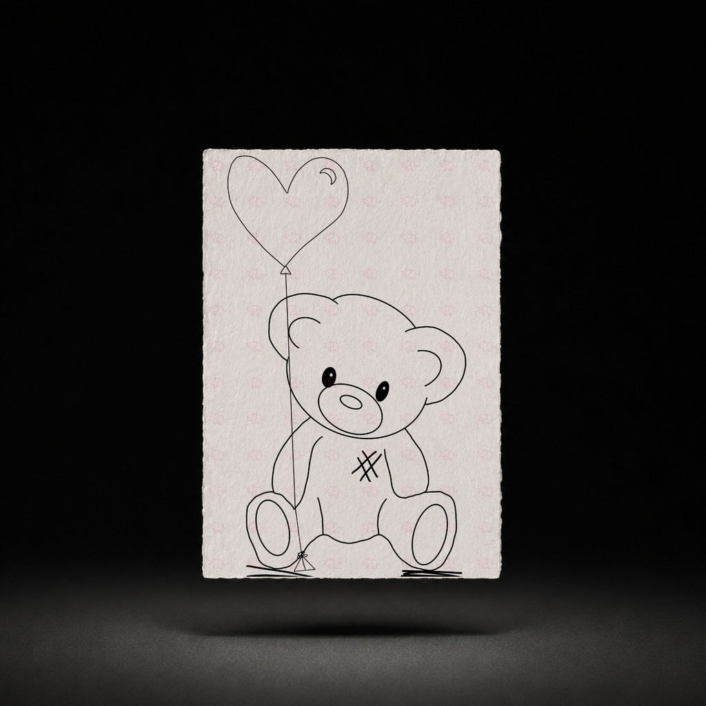 Heart Balloon Bear line-art preview