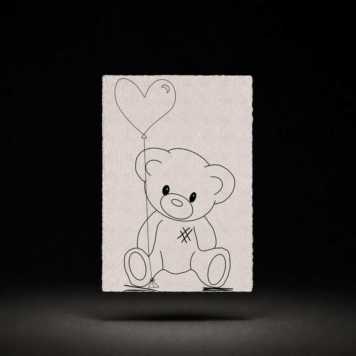 Heart Balloon Bear line-art preview