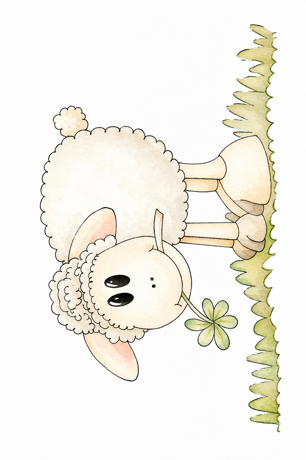Clover Tumble Lamb watercolor artwork example for color inspiration