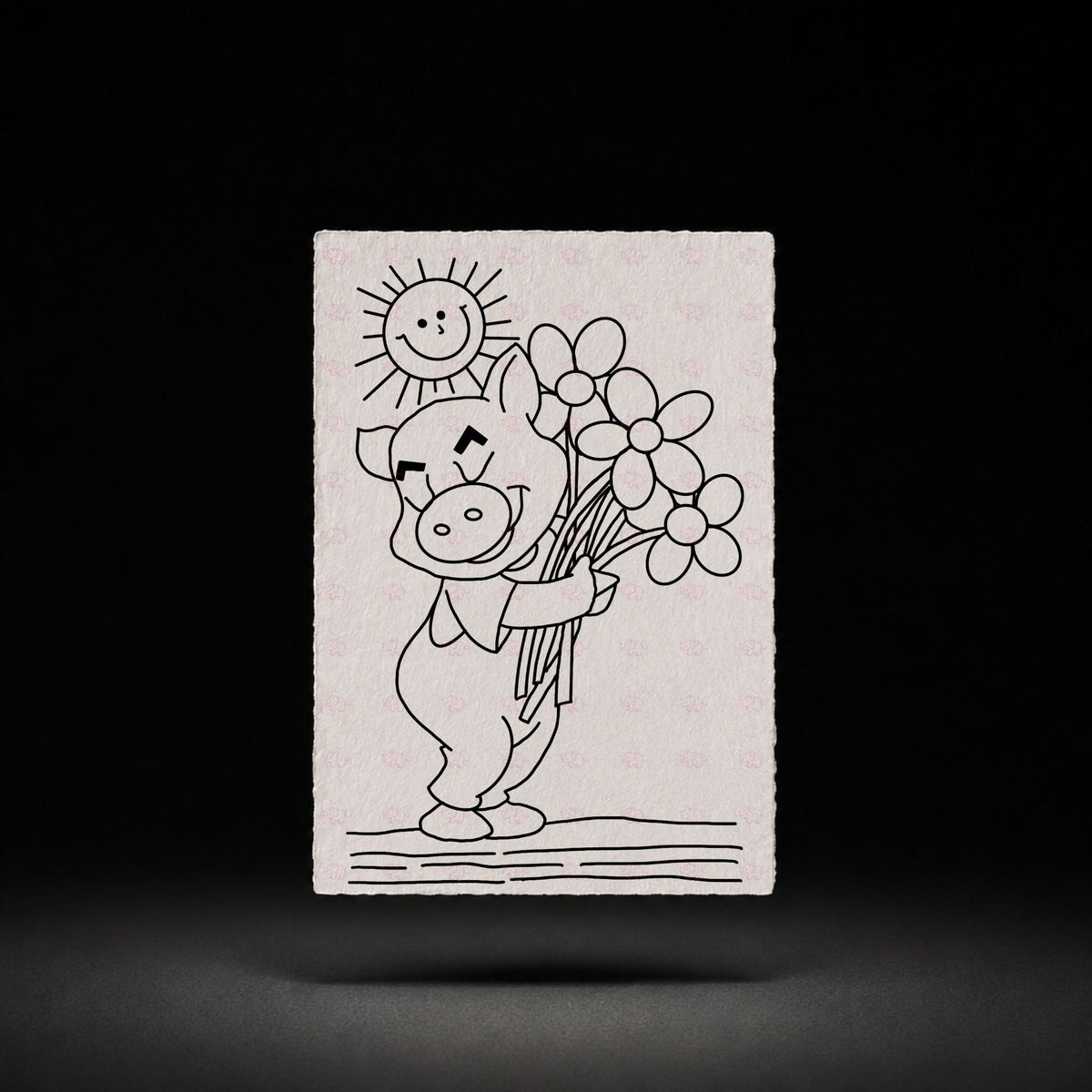 Daisy Bouquet Piglet line-art preview
