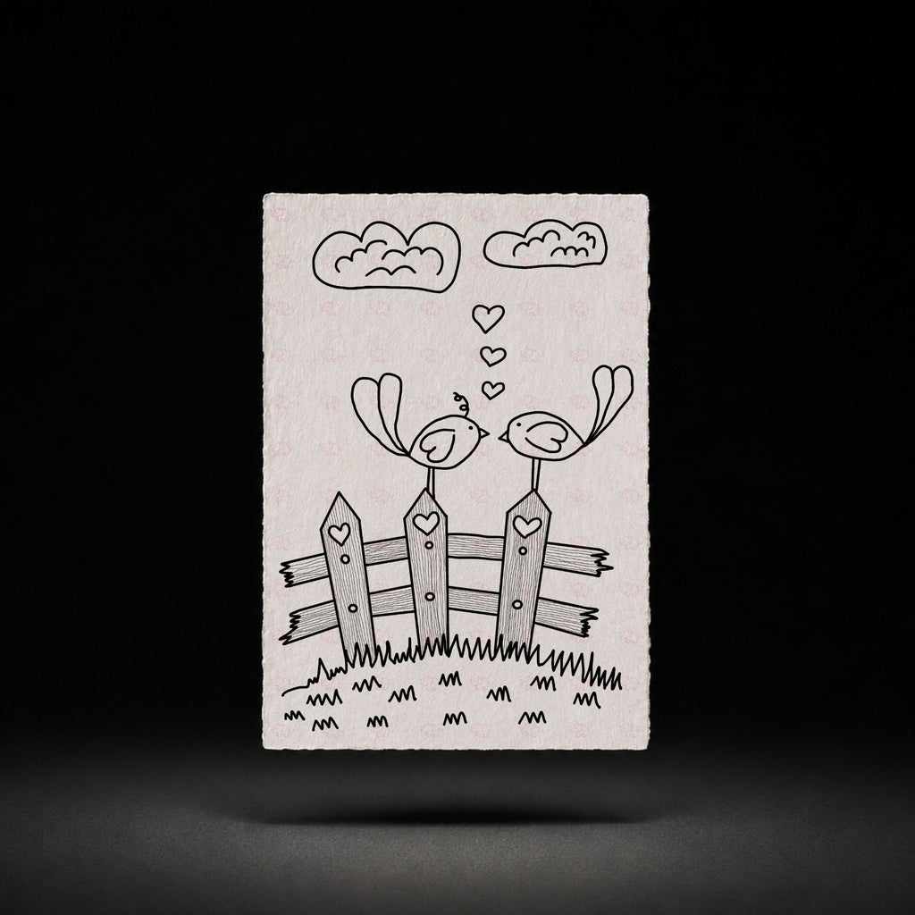 Fencepost Lovebirds line-art preview