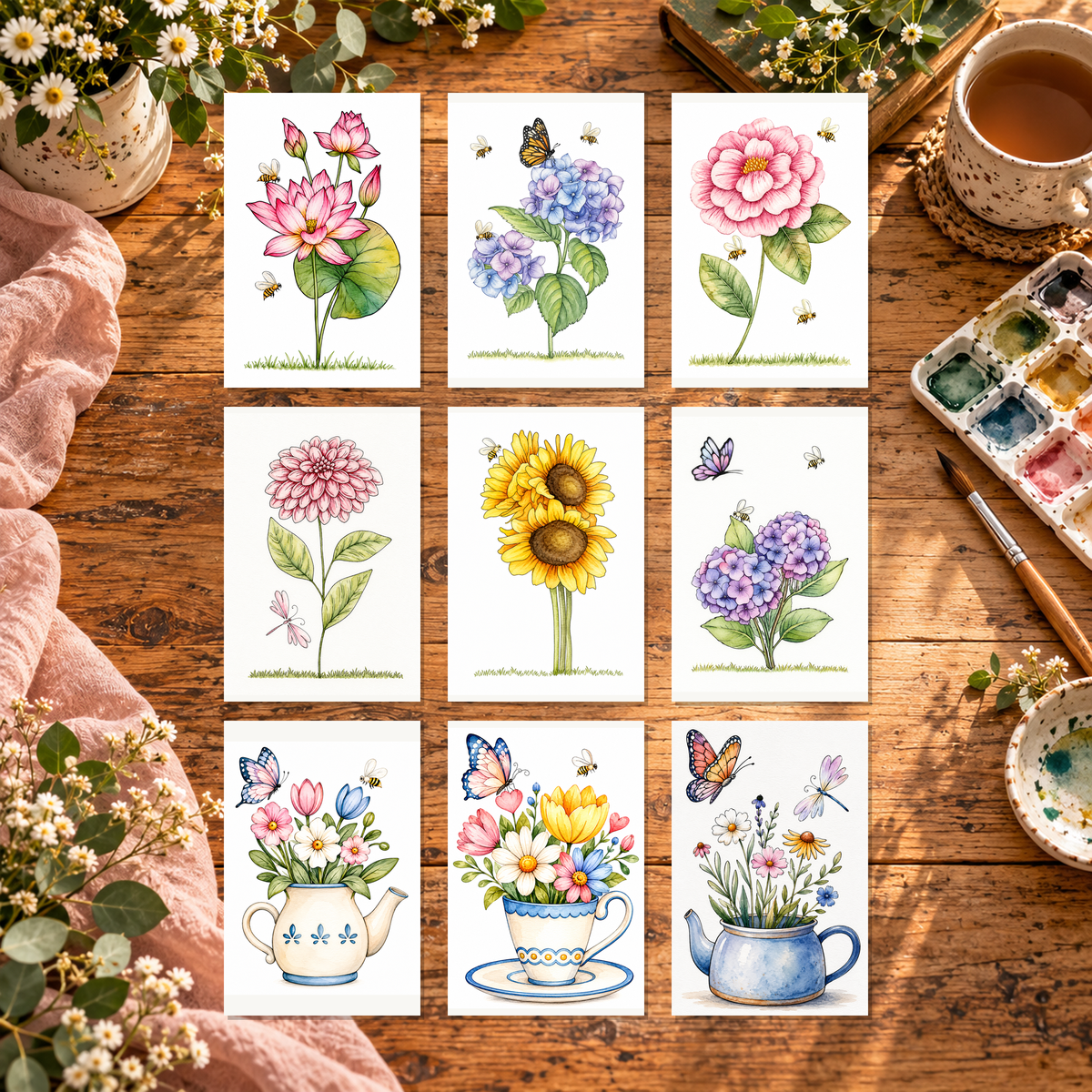 Floral Daydreams Complete Paint-Your-Own Watercolor Print Collection | 4x6
