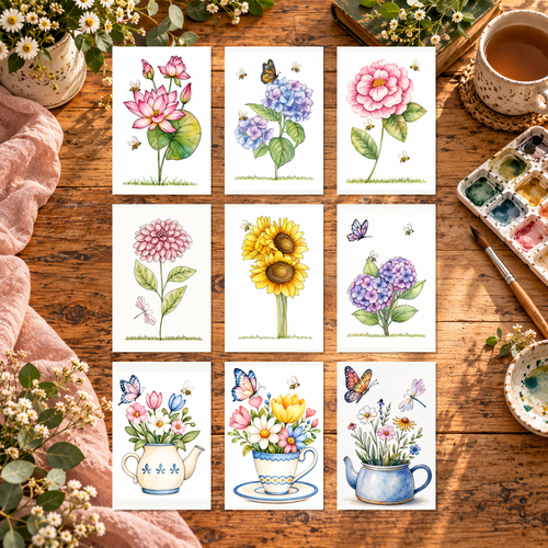 Floral Daydreams Complete Paint-Your-Own Watercolor Print Collection | 4x6