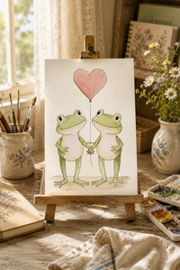 Sweetheart Pond Pair Paint-Your-Own Watercolor Print | Frog Grove
