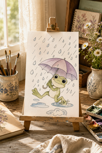 Umbrella Splash Adventure Paint-Your-Own Watercolor Print | Frog Grove