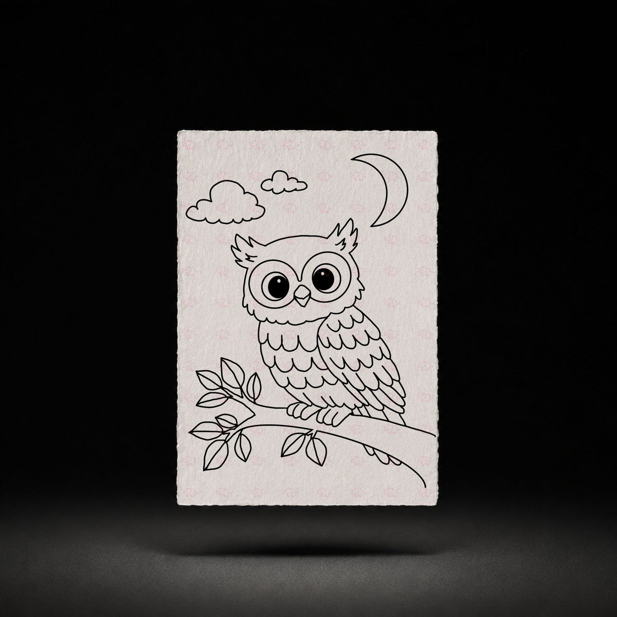 Moonlit Branch Owl line-art preview