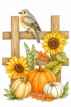 Sunflower Fence Harvest watercolor artwork example for color inspiration