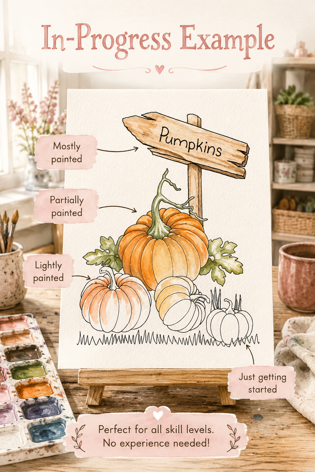 Pumpkin Patch Welcome watercolor print details infographic