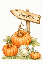 Pumpkin Patch Welcome watercolor artwork example for color inspiration