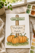 Apple Orchard Pumpkin Patch watercolor print lifestyle scene