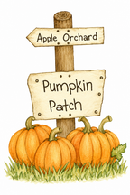 Apple Orchard Pumpkin Patch watercolor artwork example for color inspiration