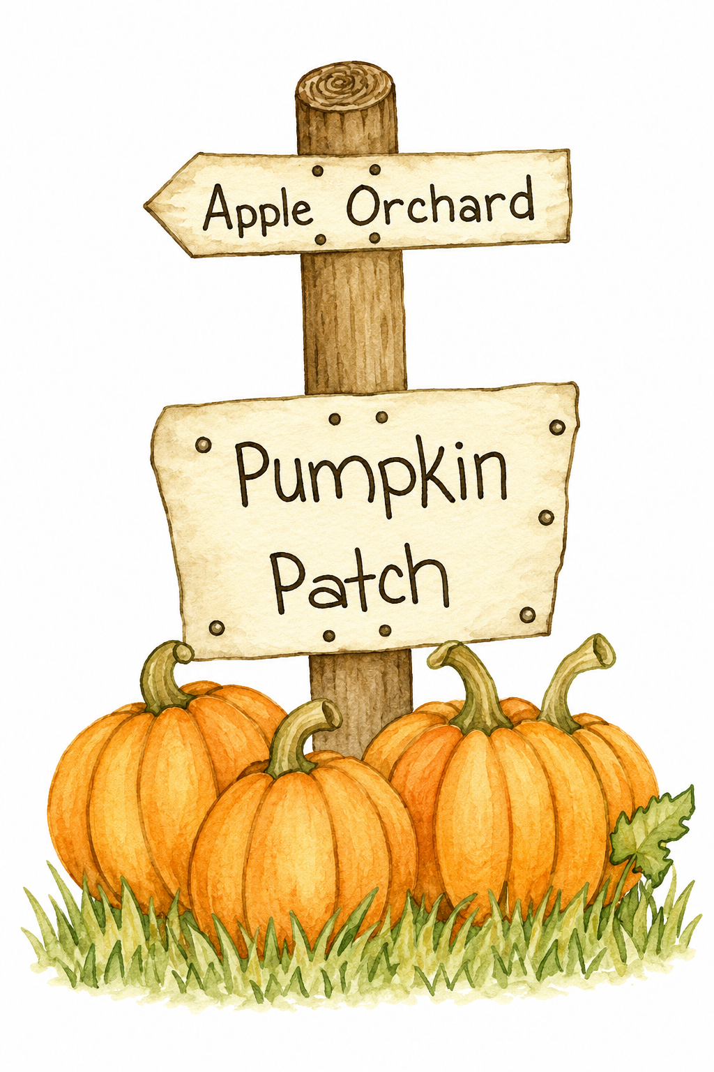 Apple Orchard Pumpkin Patch watercolor artwork example for color inspiration